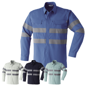 反射材 作業服 長袖シャツ シャツ 反射材付き作業服 セーフティ E7904
