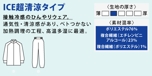 高機能食品工場 衛生白衣 食品白衣 白衣 工場 サンエス  SUN-S haccp HACCP 高機能 ICE超清涼タイプ